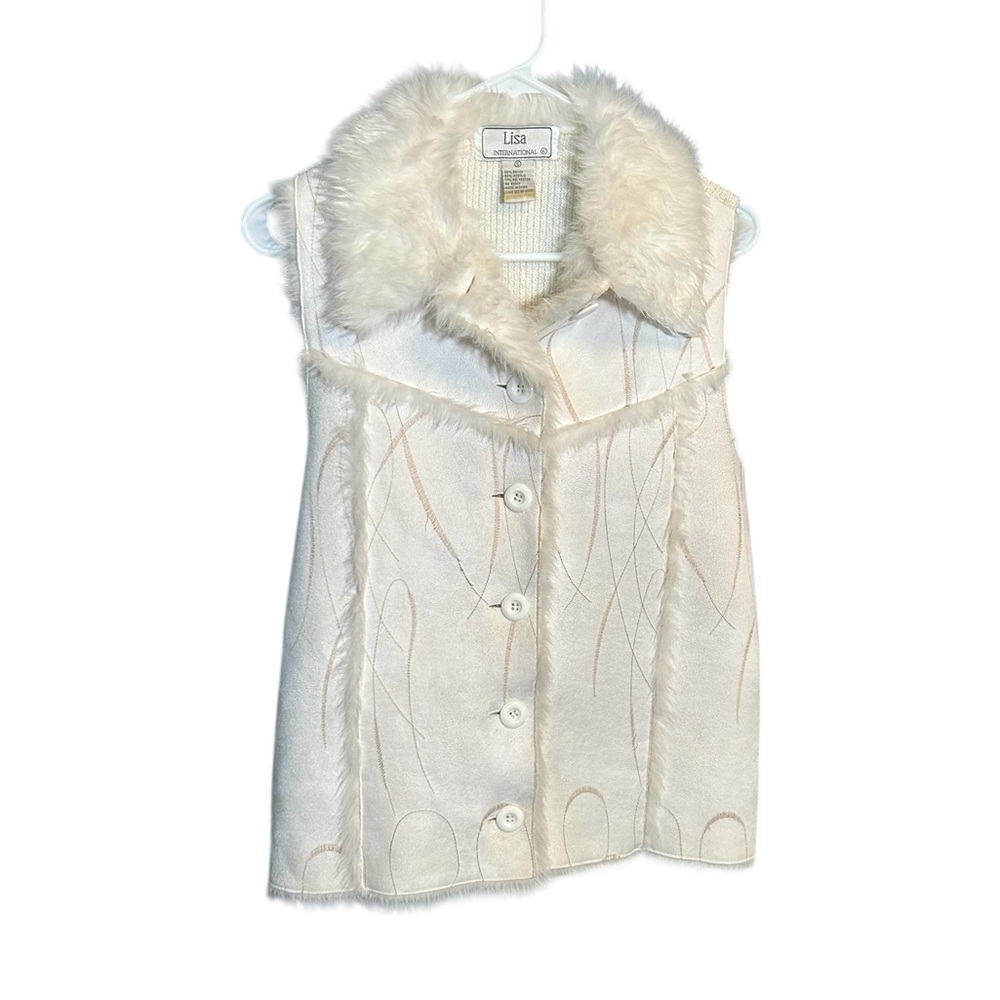Lisa International Cream Faux Fur Vest